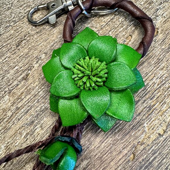 Leather Flower Purse Charm Genuine Leather Bag Charm NEW FAST SHIP - Picture 3 of 8